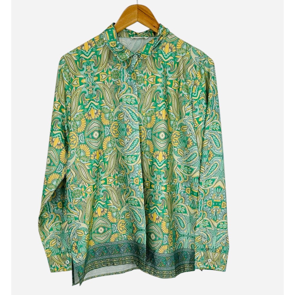 ANDTHEWHY Multicolor Paisley Print Long Sleeve Button Up Shirt Women's Size‎ M